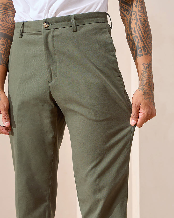 Moss Comfort Fit Cotton Chinos