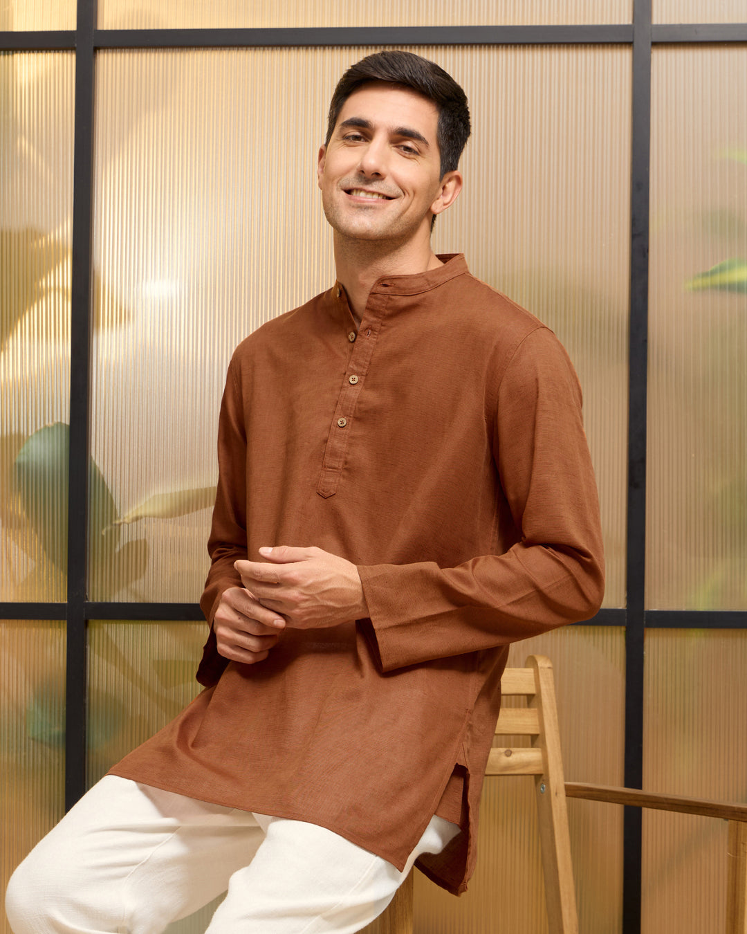 Cinnamon Linen Kurta