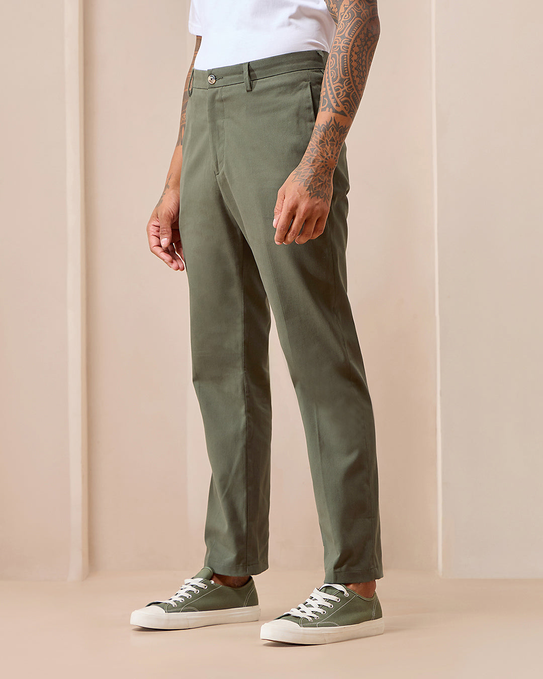 Moss Comfort Fit Cotton Chinos