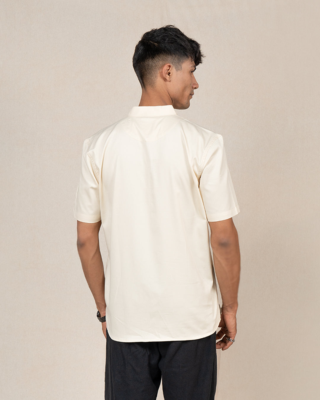 Modern stylish off white zipper front shirt for men, Stylish and functional zipper front shirt for men, combining modern design with comfort