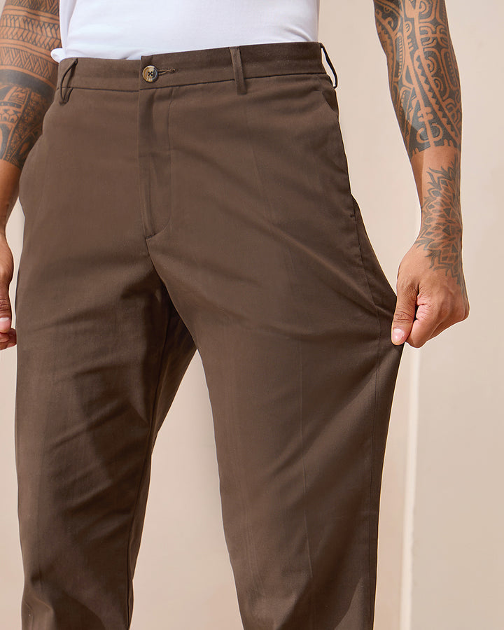 Brown Comfort Fit Cotton Chinos