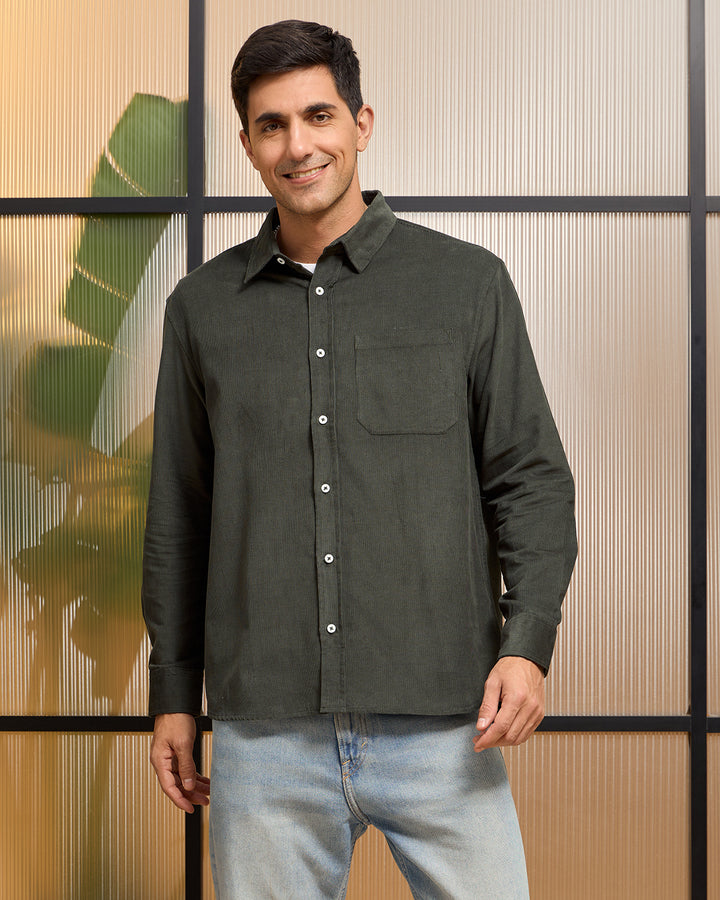 Camo Green Corduroy Shirt