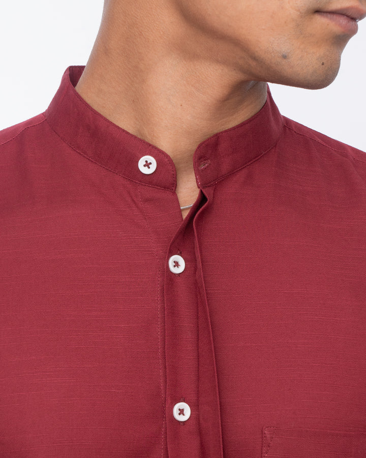 Lightweight breathable Mandarin Red Collar Shirt for men, casual shirt