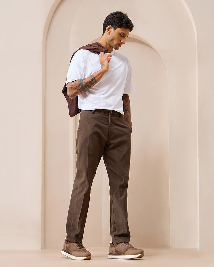 Brown Comfort Fit Cotton Chinos