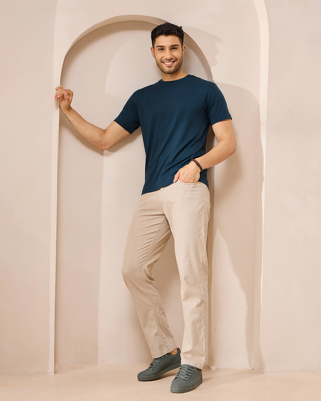 Wellbi Bamboo T-Shirt for Men with a modern crew neck style, made from breathable, soft bamboo fabric for everyday comfort.