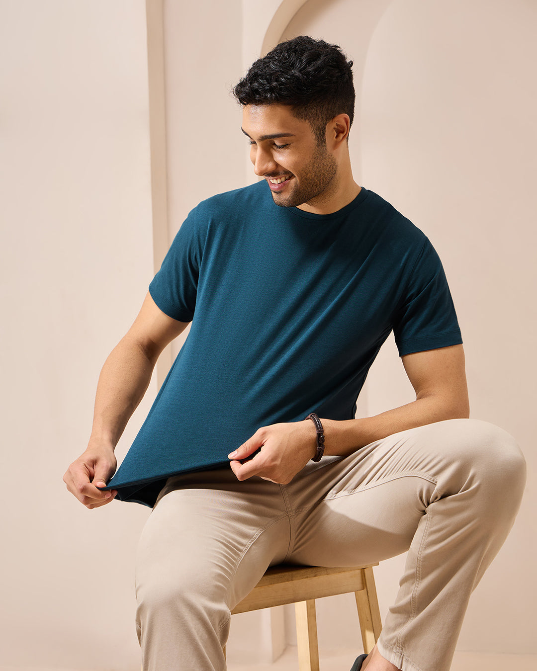 Wellbi Bamboo T-Shirt for Men, featuring a crew neck design and soft, breathable bamboo fabric perfect for all-day wear.