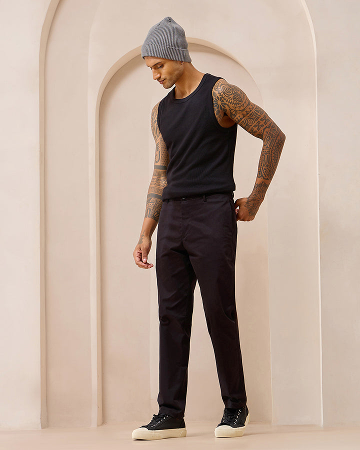 Charcoal Comfort Fit Cotton Chinos