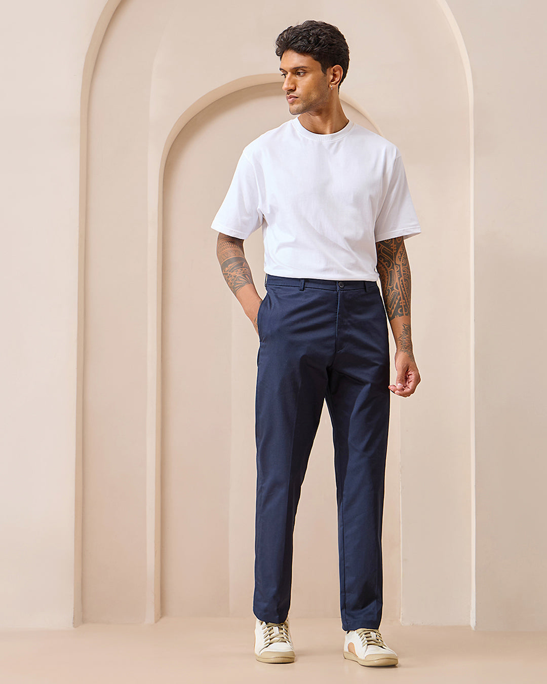 Indigo Comfort Fit Cotton Chinos